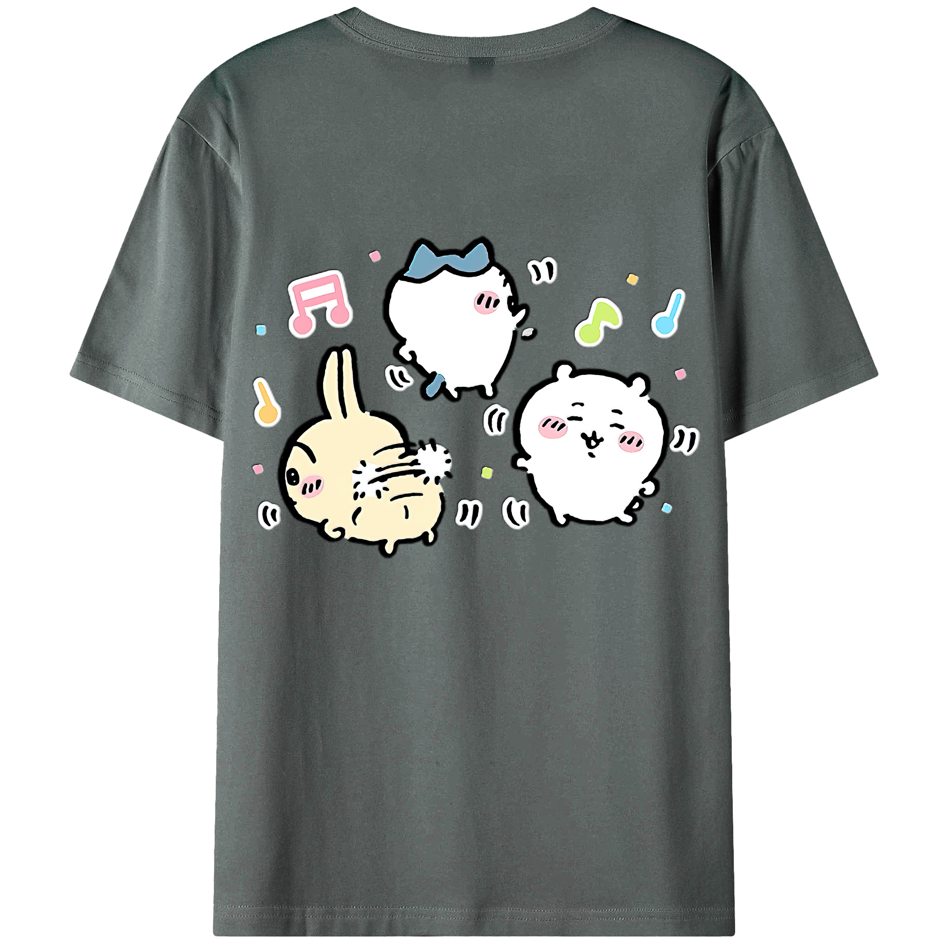 （画像用） ちいかわ うさぎ Chii-kawa usagi 綿100％半袖Tシャツ（背面プリント）